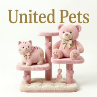 a cat tree with soft toys